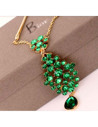 Accesoriu pentru par cu agrafe, auriu cu cristale