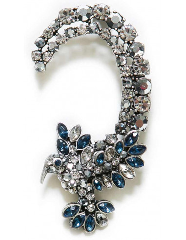 Cercel ear cuff, model blue bird of paradise