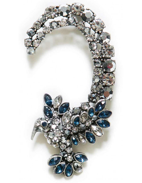 Cercel ear cuff, model blue bird of paradise