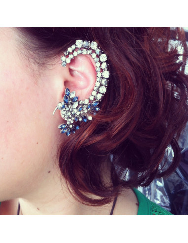 Cercel ear cuff, model blue bird of paradise