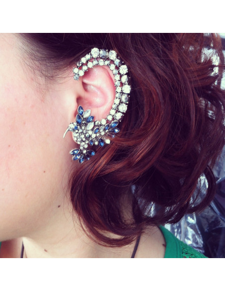 Cercel ear cuff, model blue bird of paradise