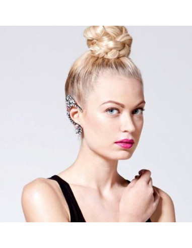 Cercel tip ear cuff statement dragon stilizat cu cristale albe