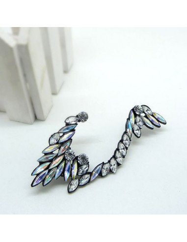 Cercel tip ear cuff statement dragon stilizat cu cristale albe