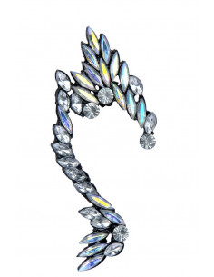 Cercel tip ear cuff statement dragon stilizat cu cristale albe
