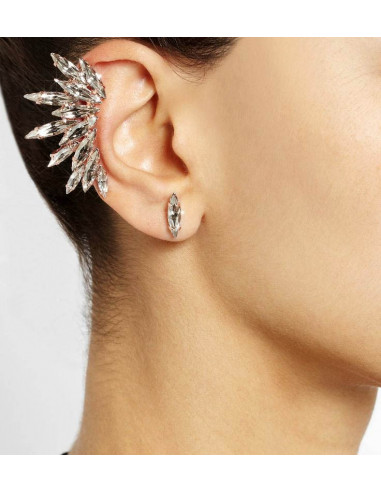 Cercel tip ear cuff, model Crystal stud cu 12 cristale