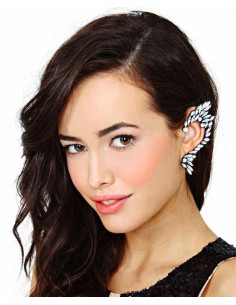 Cercel tip ear cuff statement dragon stilizat cu cristale albe 2