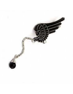 Cercel tip ear cuff, model Hawk Wing cu margica neagra 2