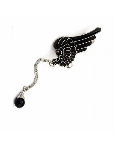 Cercel tip ear cuff, model Hawk Wing cu cristale turcoaz
