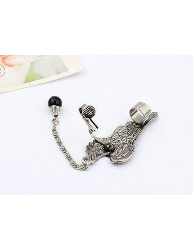Cercel tip ear cuff, model Hawk Wing cu cristale turcoaz