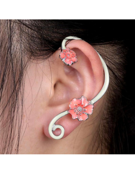 Cercel ear cuff fosforescent, model cu flori