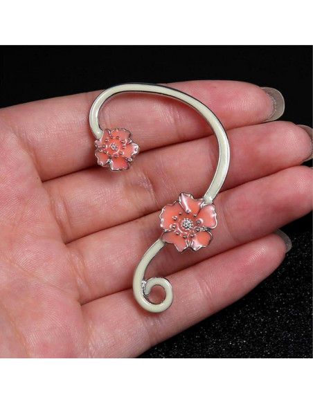 Cercel ear cuff fosforescent, model cu flori