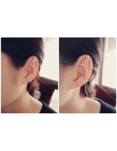 Cercel ear cuff, model cu steluta si cristal, foarte mic si delicat